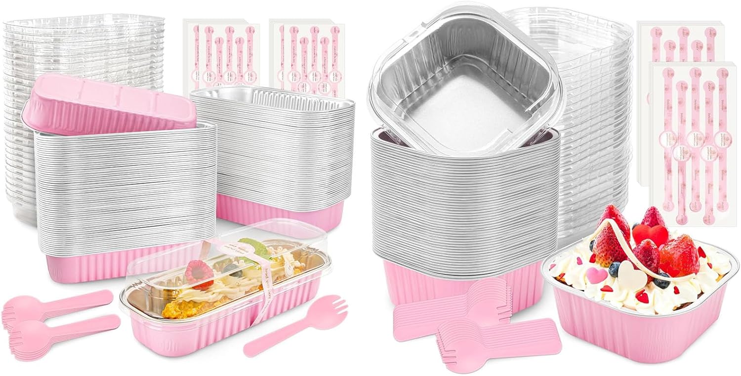 Bundle of 120 Pack Mini Loaf Pans and 60 Pack Mini Aluminum Pans for Pudding, Souffle, Party, Wedding