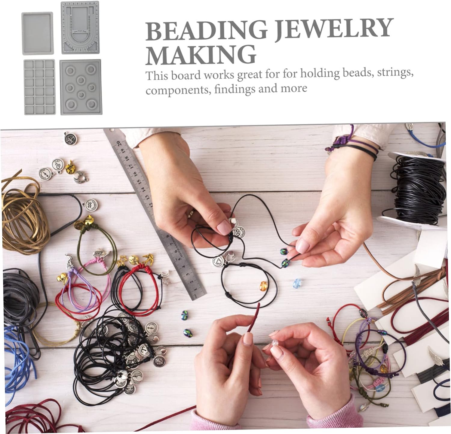 OSALADI 4pcs Jewelry Design Tray Bead Board for Necklace Bracelet Making Convenient DIY Craft Tool for Beading Jewelry Sizing Layout