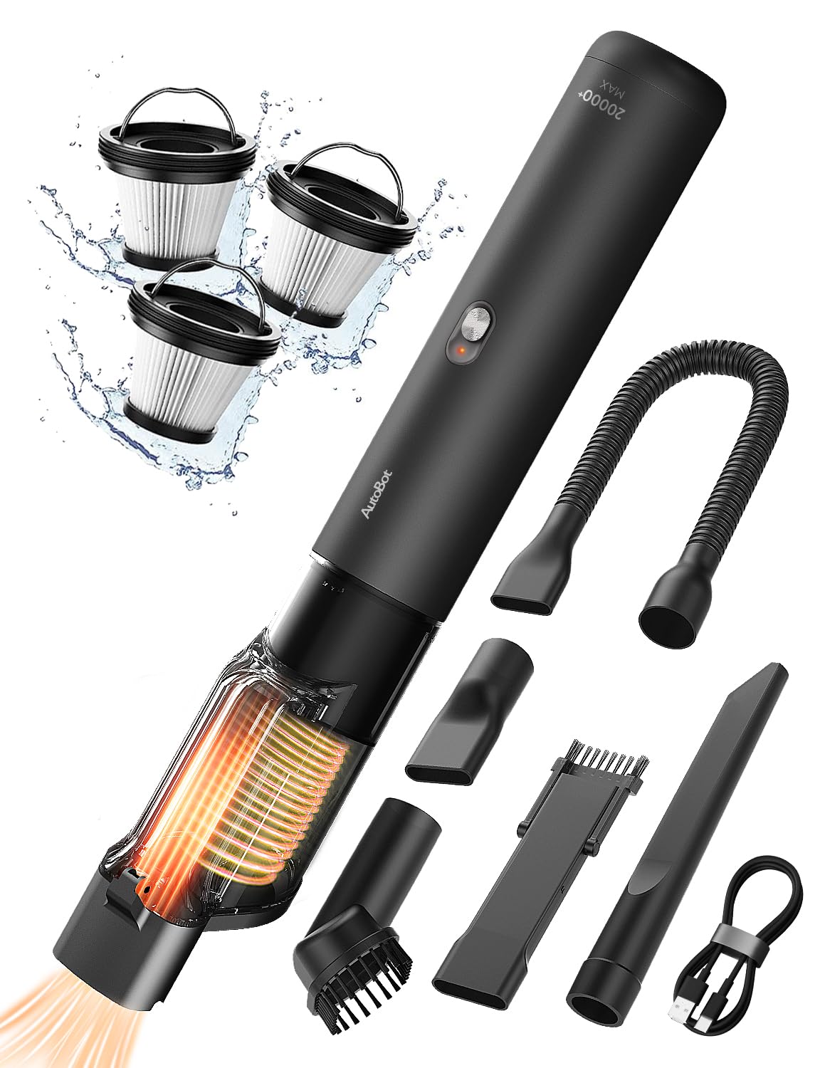 Photo 1 of Car Vacuum, Car Vacuum Portable Cordless with 20000PA, 5 in 1 High Power Portable Vacuum for Car with Flexible Hose, 50 Mins Runtime, 3H Type-C Fast Charge, Handheld Vacuum for Car, Home, Cleaning Aurora Black