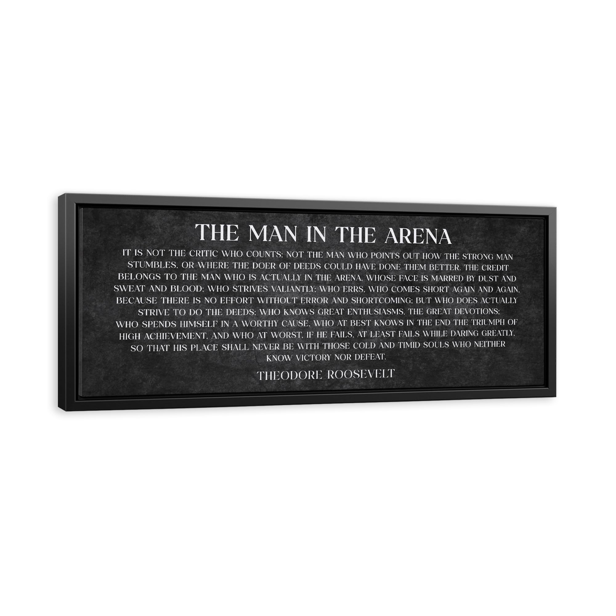 Awesometik The Man in the Arena Canvas, Theodore Roosevelt Quote Wall Art, Motivational Leadership Decor, Inspirational Office Wall Art