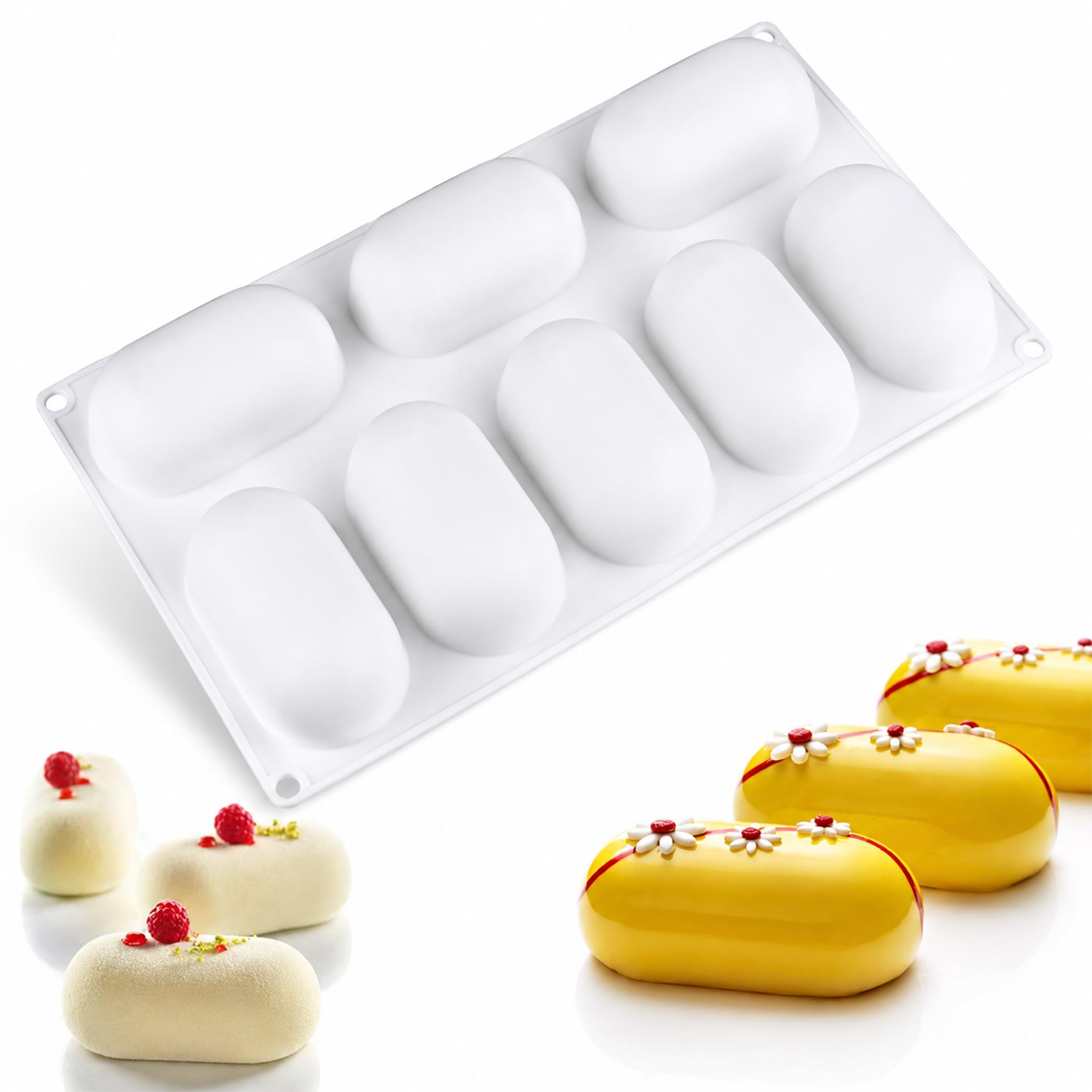 OCPO Kitchen Pillow Silicone Mold for Baking Mousse Cake, 8 Cavities