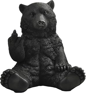 12" Hilarious Papa Bear Middle Finger Statue – Outdoor Decor