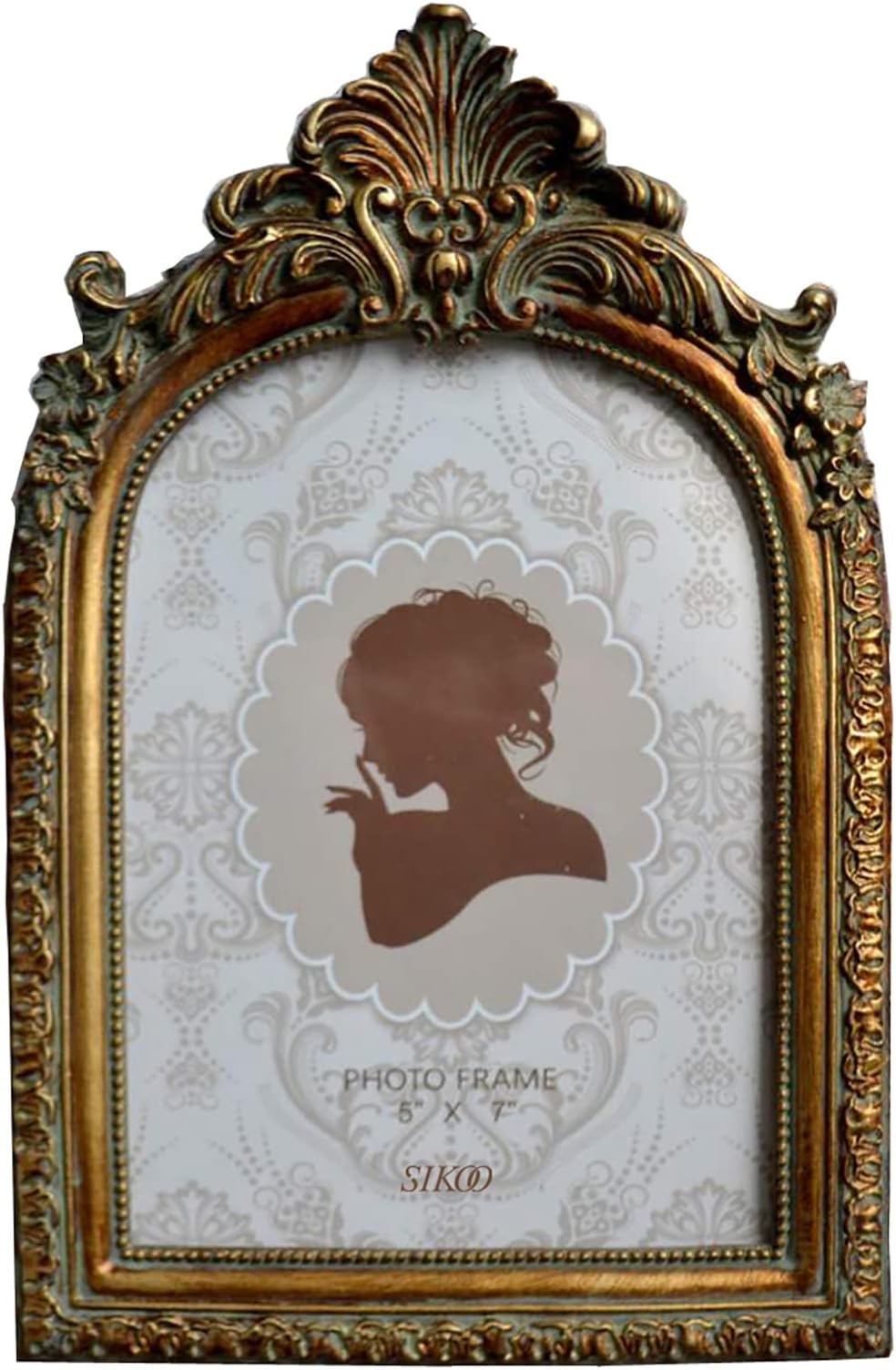 SIKOO Vintage 5x7 Picture Frame Antique OrnateTable Top and Wall Mounting Photo Frame with High Definition Glass Front for Home Decor, Photo Gallery, Art,Bronze Gold (5x7)