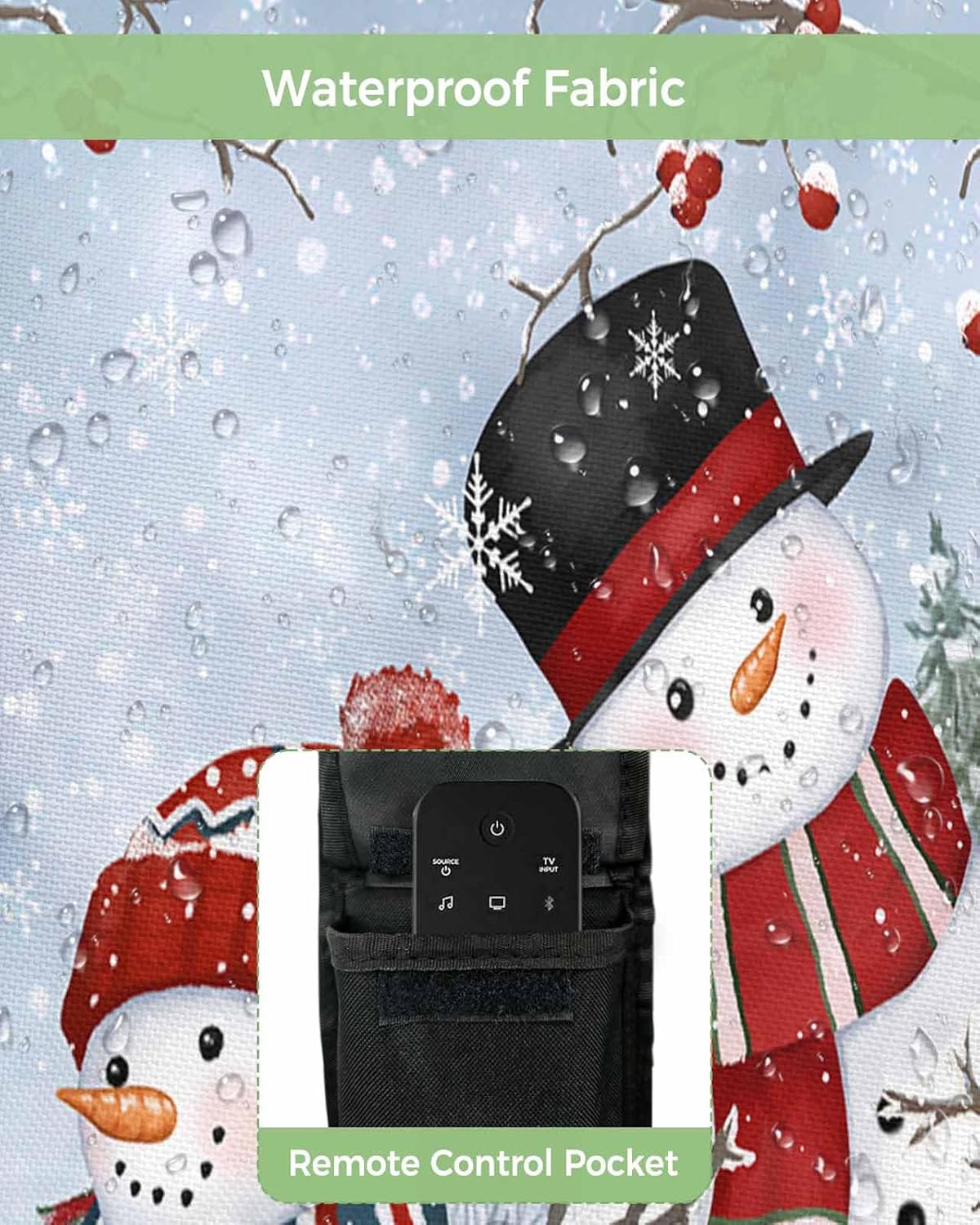 Christmas Snowflake Gray White Outdoor TV Cover 60"-65" - 600D Waterproof TV Cover Weatherproof TV Screen Protector Dustproof Snowman Winter Xmas Tree Birds TV Display Protector for Flat Screen TV