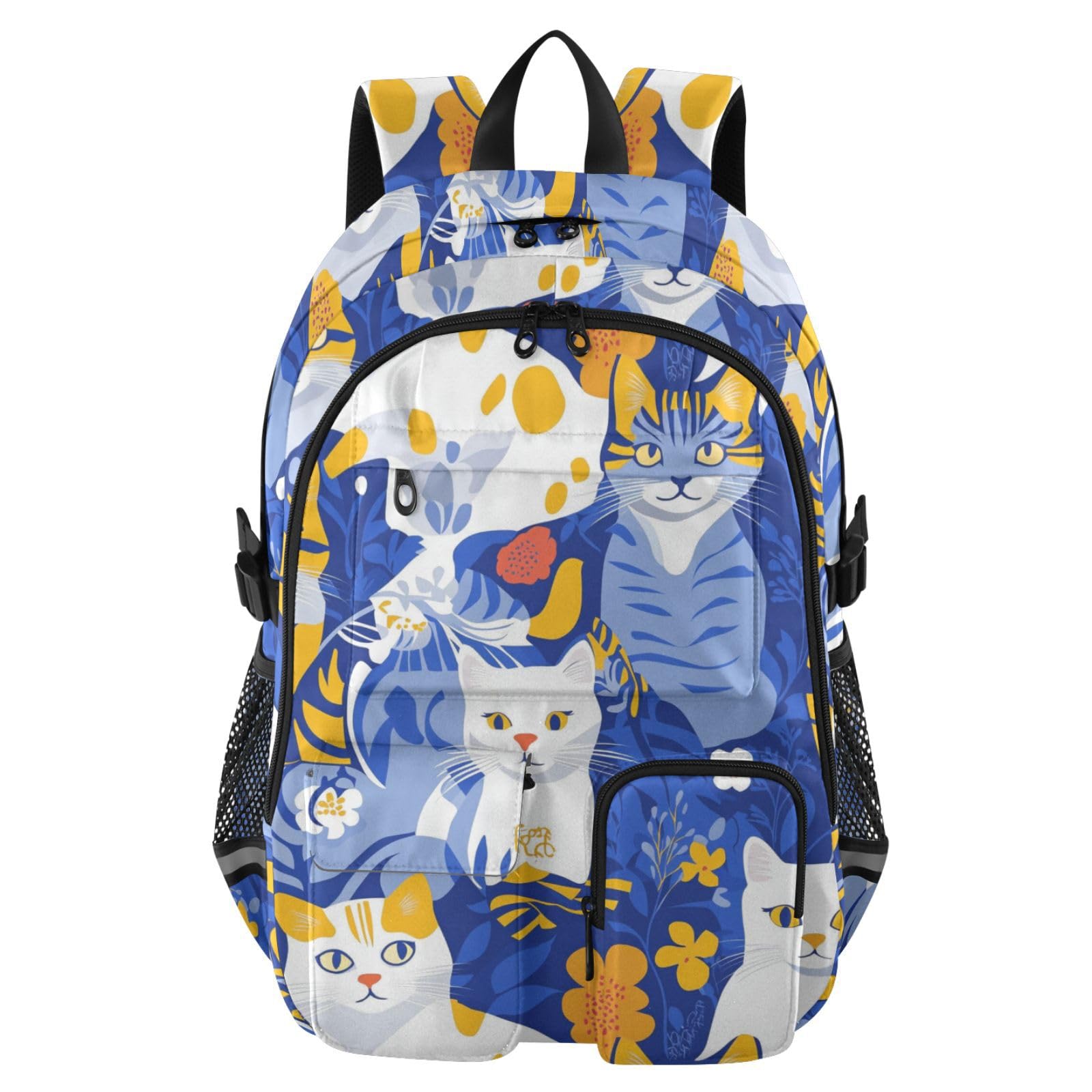 Mochilas para laptop con estampado exclusivo de gatos American Shorthair color azul real 8