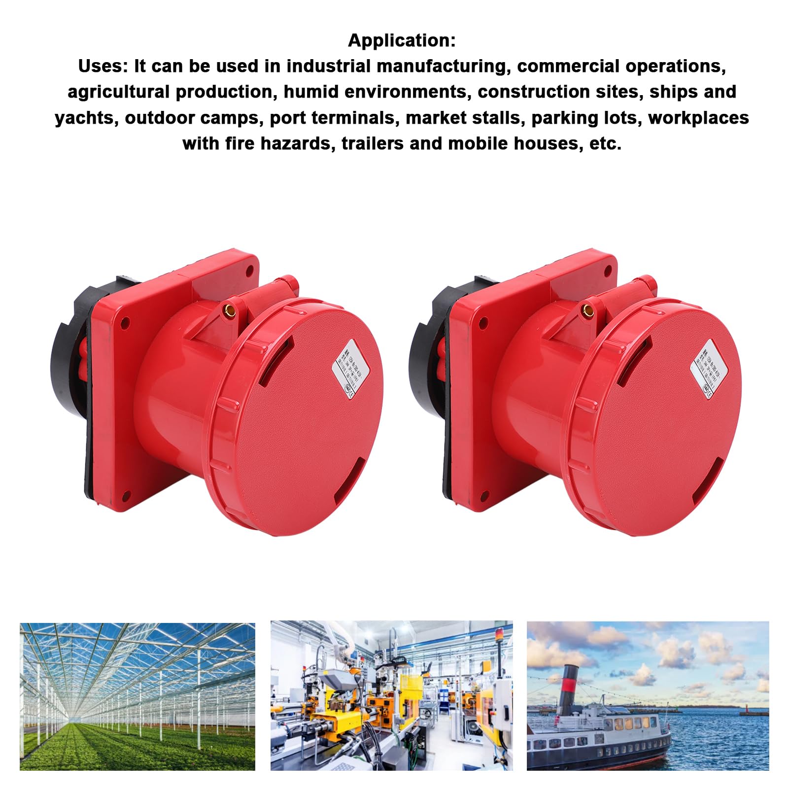 2 Uds Enchufes Rectos Industriales 125A Trifásicos IP67 Montaje Empotrado 380415V para Aplicaciones Versátiles (3P+E)