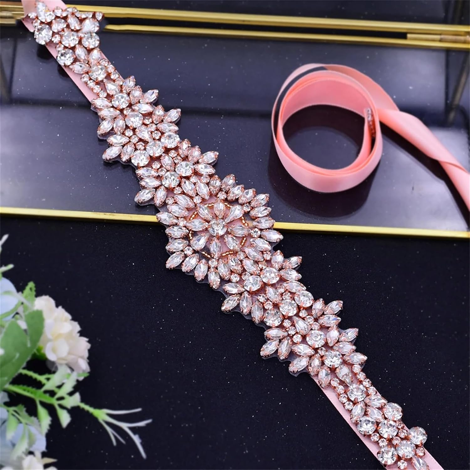Women’S Full Rhinestone Wedding Belt With Stone Applique A Luxury Sash For Party Dresses And Bridal Gowns