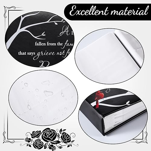Miniatura 4 de ReliThick Álbum de fotos funerario con capacidad para 200 unidades de 4 x 6 pulgadas, álbum de recuerdos de cuero, álbum de recuerdos para servicio
