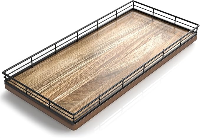 Bandeja para Tanque de Inodoro de Acacia, Organizador de Papel Higiénico miniatura 3