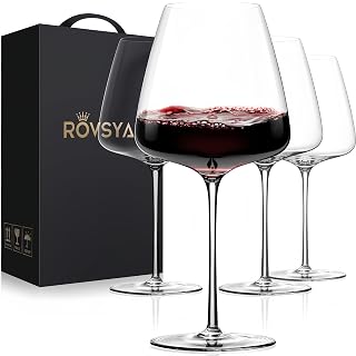 OJA Hand Blown Crystal Red Wine Glasses Set of 4, 23oz Large Burgundy Glasses, Thin Rim for Optimal Tasting, Elegant Gift