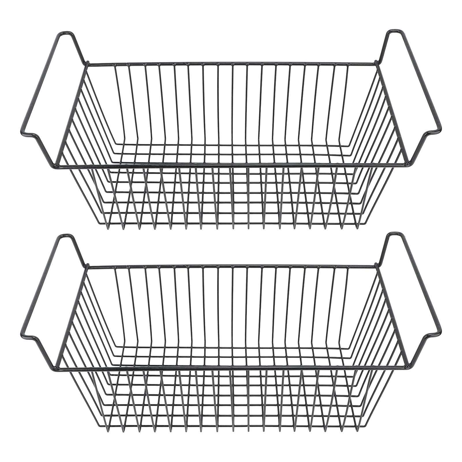 Jiawu Contenedores Organizadores para Congelador, Paquete de 2 Cestas Apilables para Congelador, Contenedores de Almacenamiento de Alambre de Metal con Revestimiento de PE, para Refrigerador, (#1)