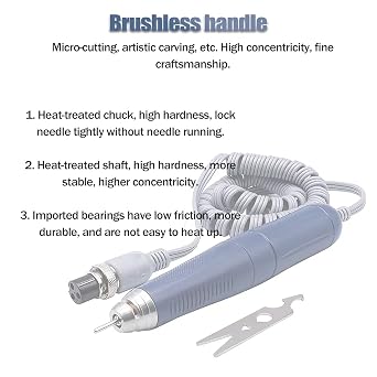 High Speed Brushless Micromotor, 0~50000 PRM Brushless Micromotor and Handheld Lab Equipment for Lab, Nail Art, Jewelry, Jade