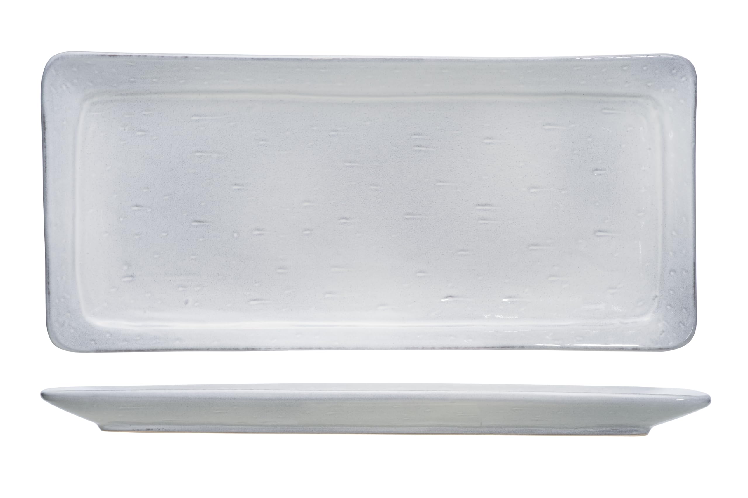Cosy & Trendy Theodora Grey Set of 4 Rectangular Stoneware Plates, 34 x 16 cm