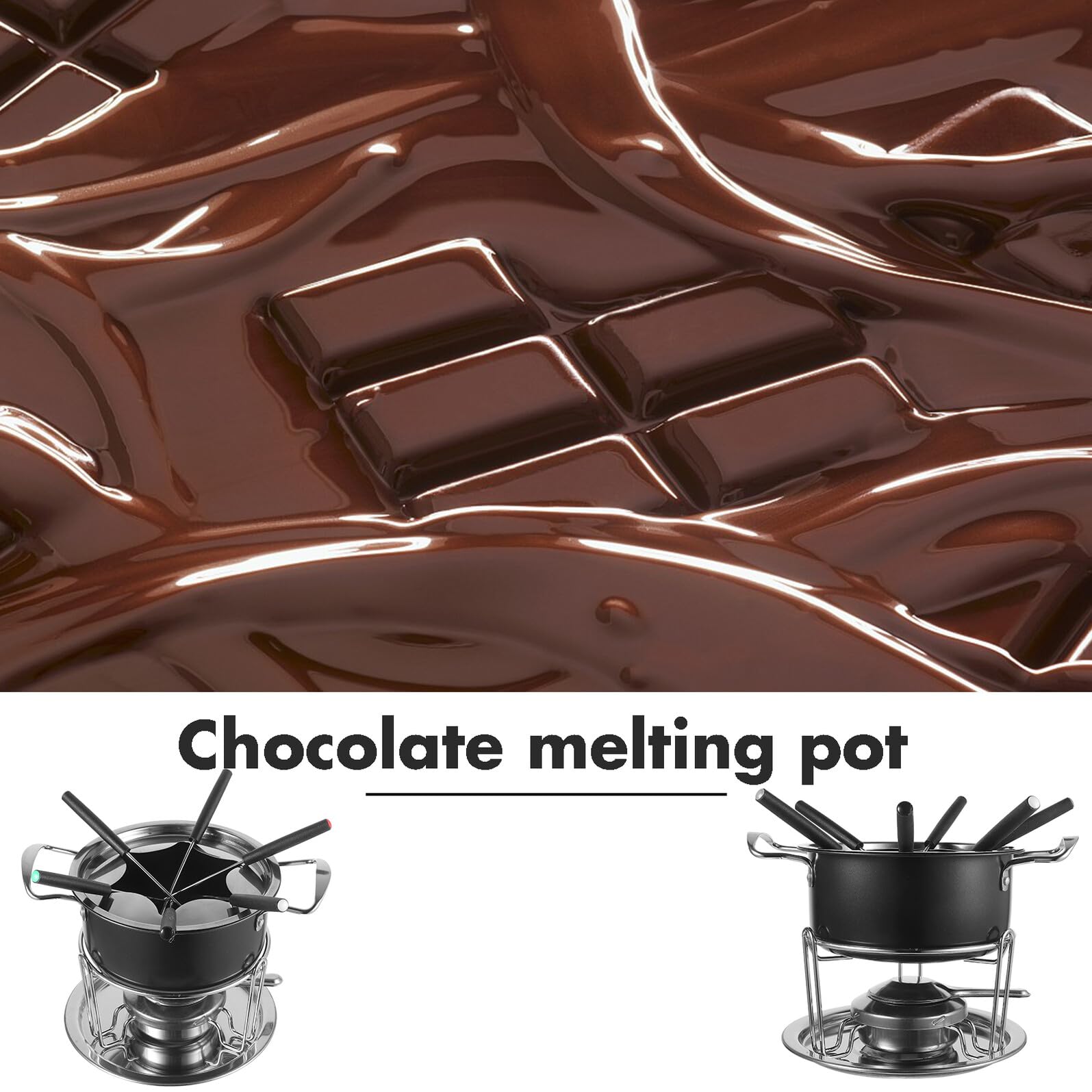 ERINGOGO Fondue-Set Käse- Und Schokoladenfondue-Topf – Antihaftbeschichteter Edelstahl-Fonduebecher Kochutensilien Fondue-Set Käse- Und Schokoladen-Schmelztopf DIY-Backutensil