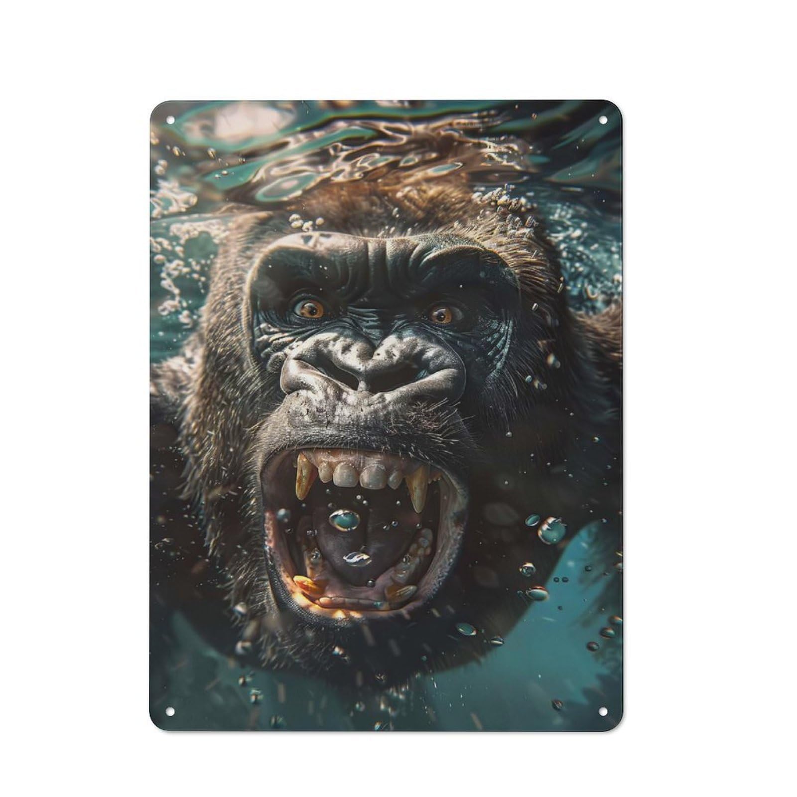Junmoney Gorilla Sea Tin Sign 40X30cm With For Living Room Wall, Rustic Decor, For Living Room Decor Lovers