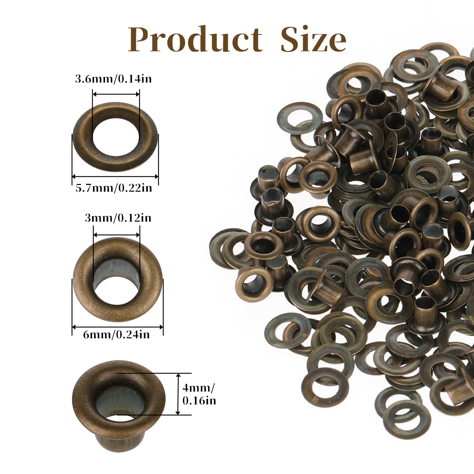 Lot De 100 œillets Métal Noirs – 3 Mm – Kit Pour Chaussures, Vêtements, Maroquinerie – Uxcell