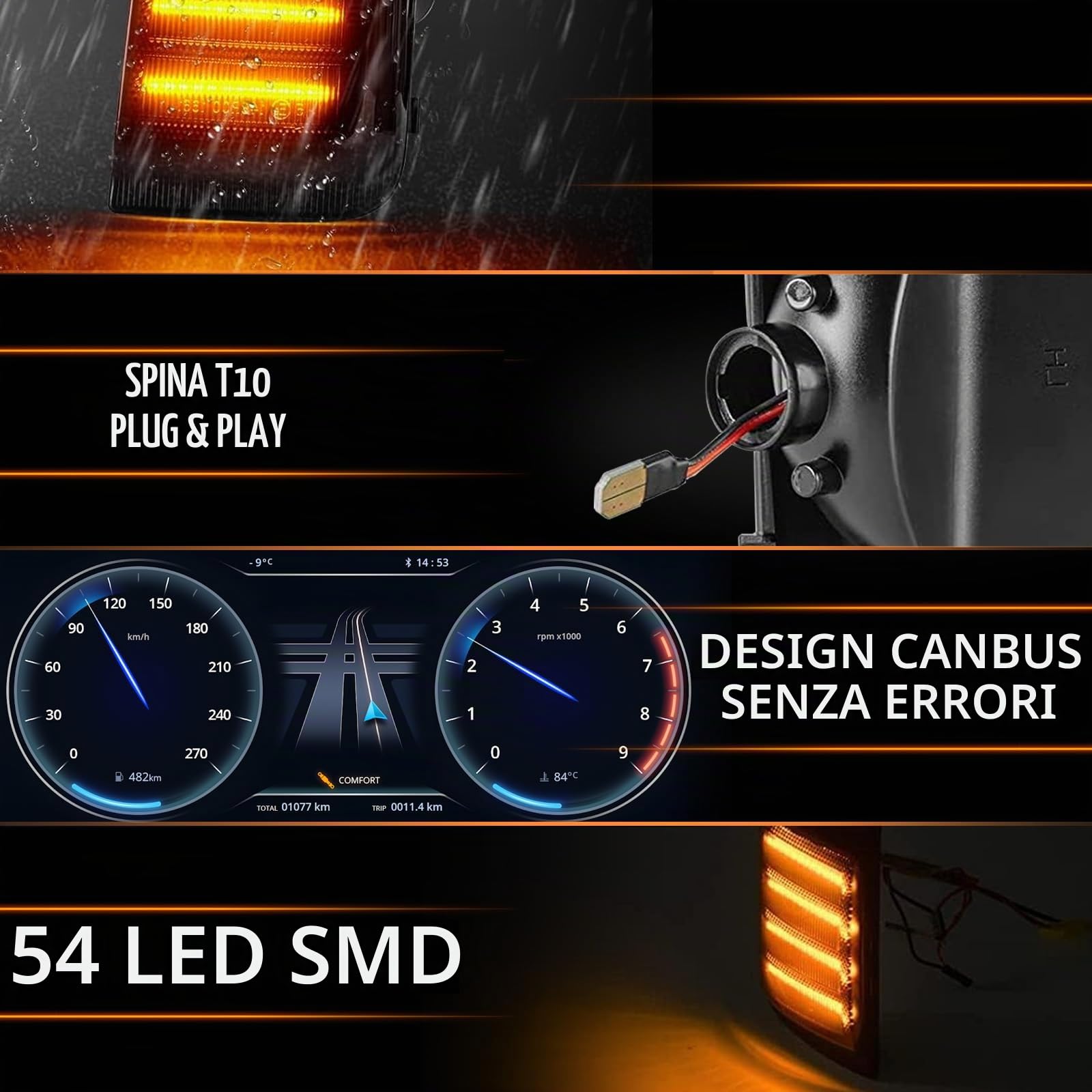Frecce Specchietto a Dinamico Indicatori di direzione Specchietto Retrovisore Laterale Compatibile con Fi-at Ducato Peug-eot Boxer Citr-oen Jumper Relay Ra-m Promaster, 2 Pezzi Canbus