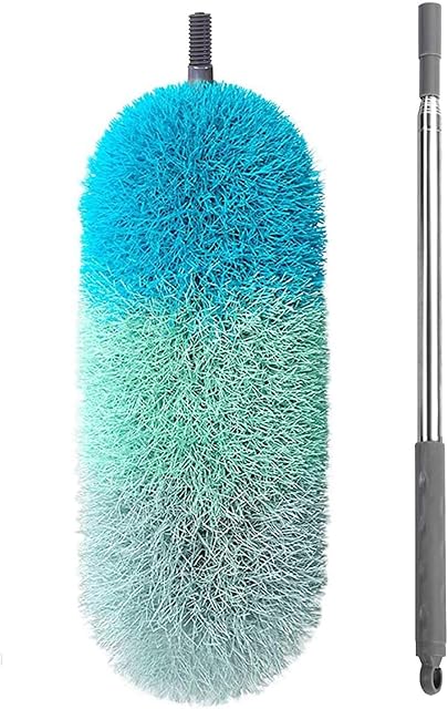 BOOMJOY Microfiber Telescoping Duster, 100" Extendable, Scratch-Resistant Cover, Stainless Steel Pole, Detachable Bendable Head, Washable, Green