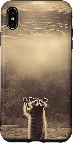Vista 16 de iPhone 11 Pro Max Vintage alien raccoon UFO Alien Case