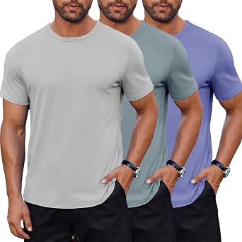 3 Pack Mens T-Shirts Short Sleeve Crew Neck Casual Shirts Soft Summer Comfort Tee for Daily Wear