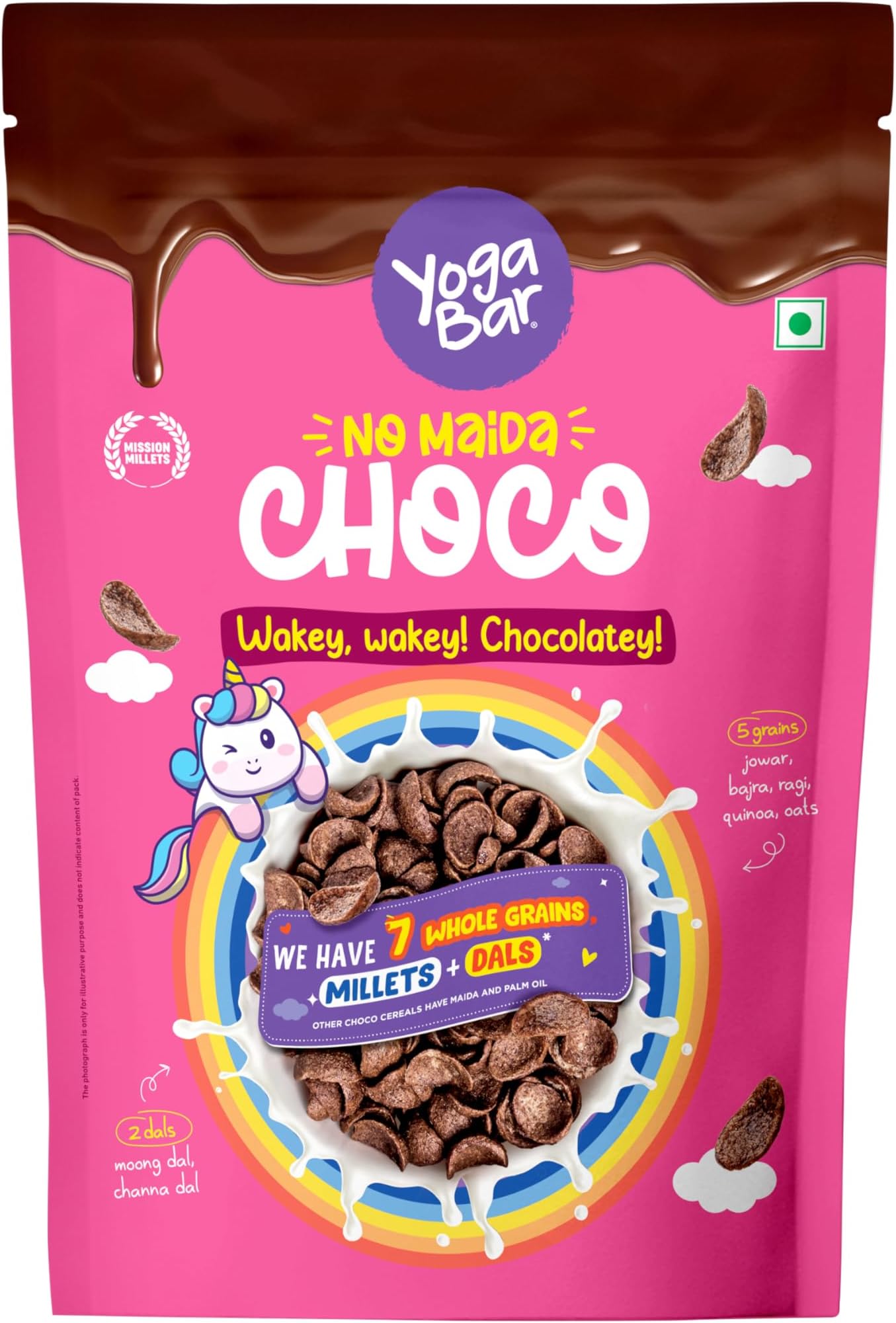 Multigrain Chocos Cereal for Breakfast, Zero Maida, Delicious Chocolate Chocos for Kids & Adults, Protein Food, 0 Added Preservatives, Contains Jowar, Bajra, Ragi, Quinoa & Oats, 345g