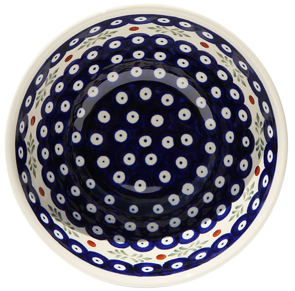 Polish Pottery Bowl 7 Inch From Zaklady Ceramiczne Boleslawiec #849-242 Traditional Pattern, Height: 3