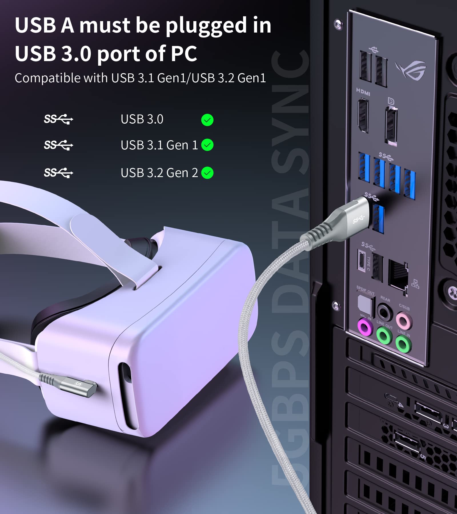 Amazon.co.jp: Quest Link 対応用 ケーブル 5m VR対応 L字 VR