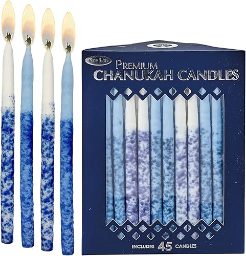 Miniatura 10 de Velas para Jánuca de Rite-Lite Judaica Hechas a mano de color azul y blanco Caja de 45 unidades
