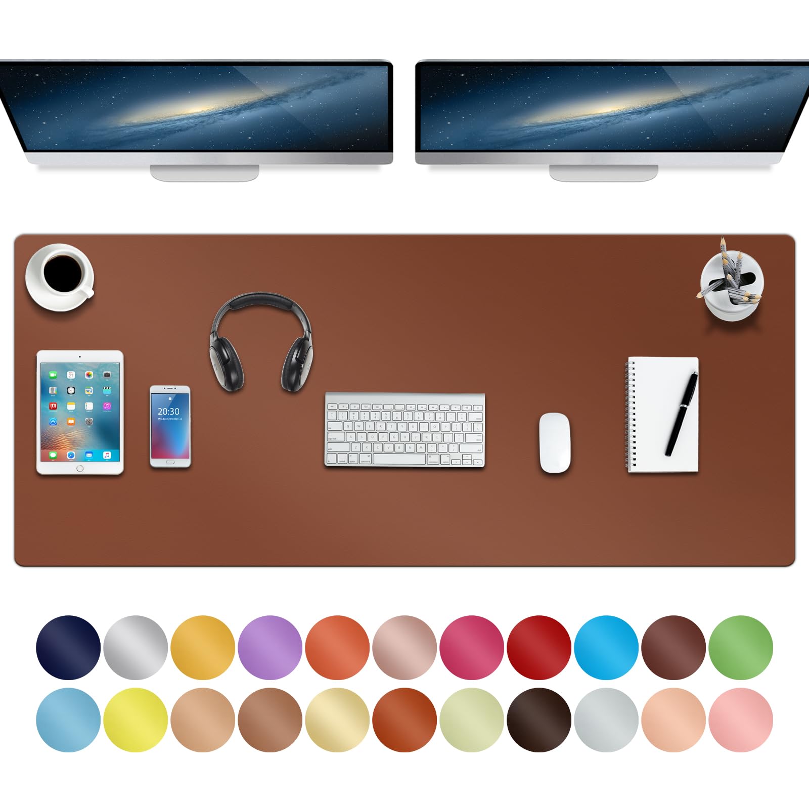 Boutilon Leather Desk Pad 47"x 24" Non-Slip Mouse Pad,Business Desk Pad,Extended Table Protector for Keyboard and Mouse,Desk Writing Pad for Office Home Working Decor (XXXL-Brown)