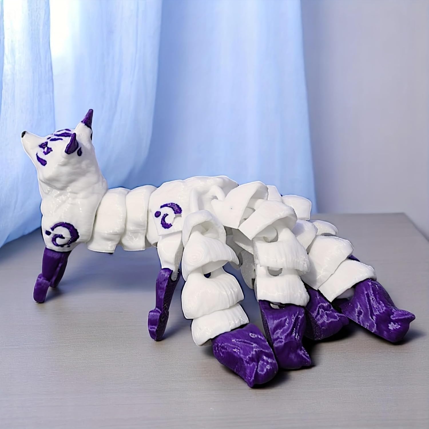 3D Printed Articulated Fox Toys for Adult,Movable and Posable Design Animals Fidget Toys Decor for Stress Relief,Cute Fox Desktop Pet (Purple)