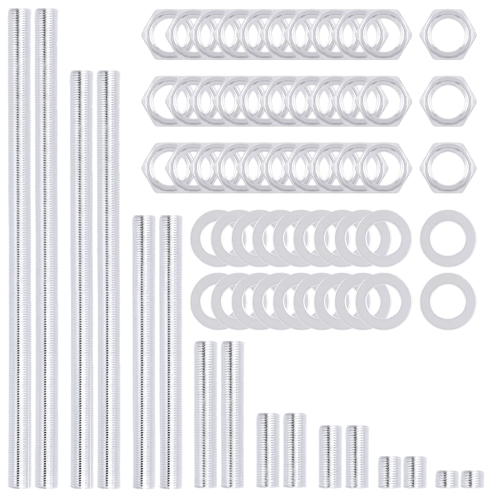 Matériel de réparation de lampe en zinc contenant 64 rondelles et 32 tiges de lampe à filetage
