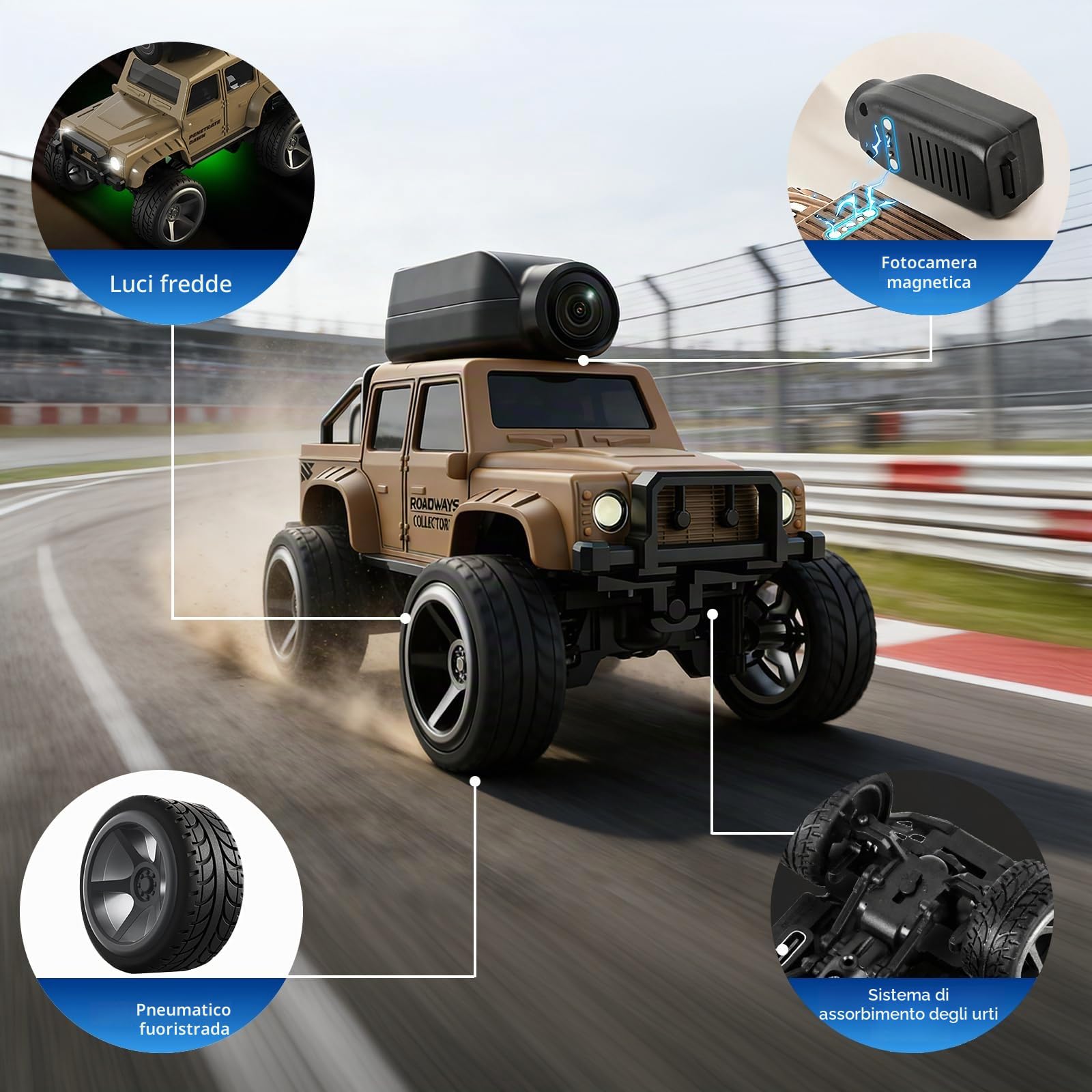 OBEST Auto Telecomandata con Fotocamera, 2.4 GHz Camion Radiocomandato, Controllo App, Trasferimento di Foto WiFi, 2 Modalità di Velocità, Carrozzeria Fuoristrada, Camion per Adulti Bambini