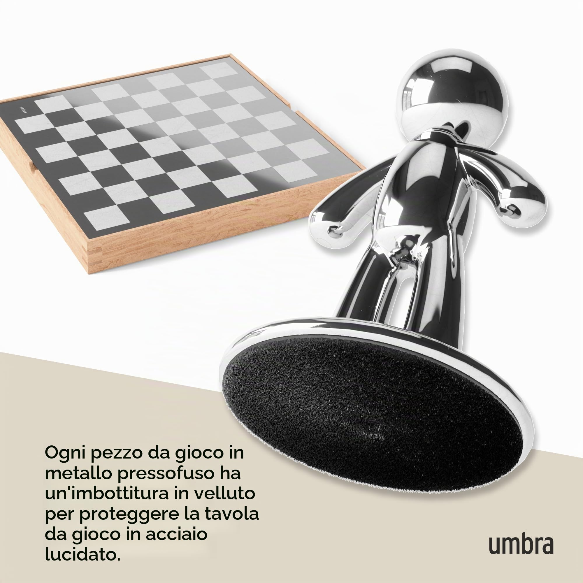 Umbra Buddy Set di scacchi, Zinco, Naturale