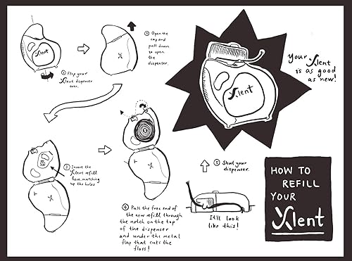 Miniatura 5 de Xlent Hilo dental expandible tratado con carbón activado, xilitol, cera natural a base de plantas, sabor refrescante a menta, paquete de 5 (solo