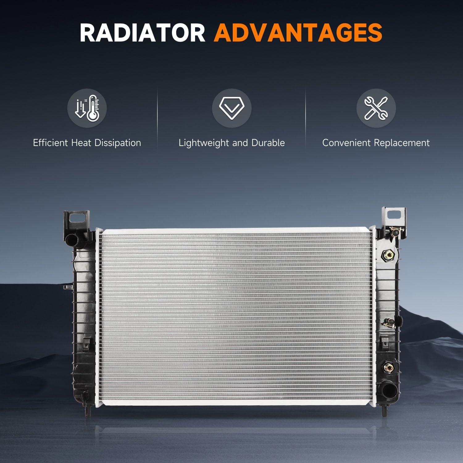 OCPTY 2334 Engine Radiator Compatible with 2002-2005 for Cadillac for Escalade 5.3L 1999-2004 for Chevrolet for Silverado 1500 4.3L 1999-2006 for Silverado 1500 4.8L 1999-2006 for Silverado 1500 5.3L