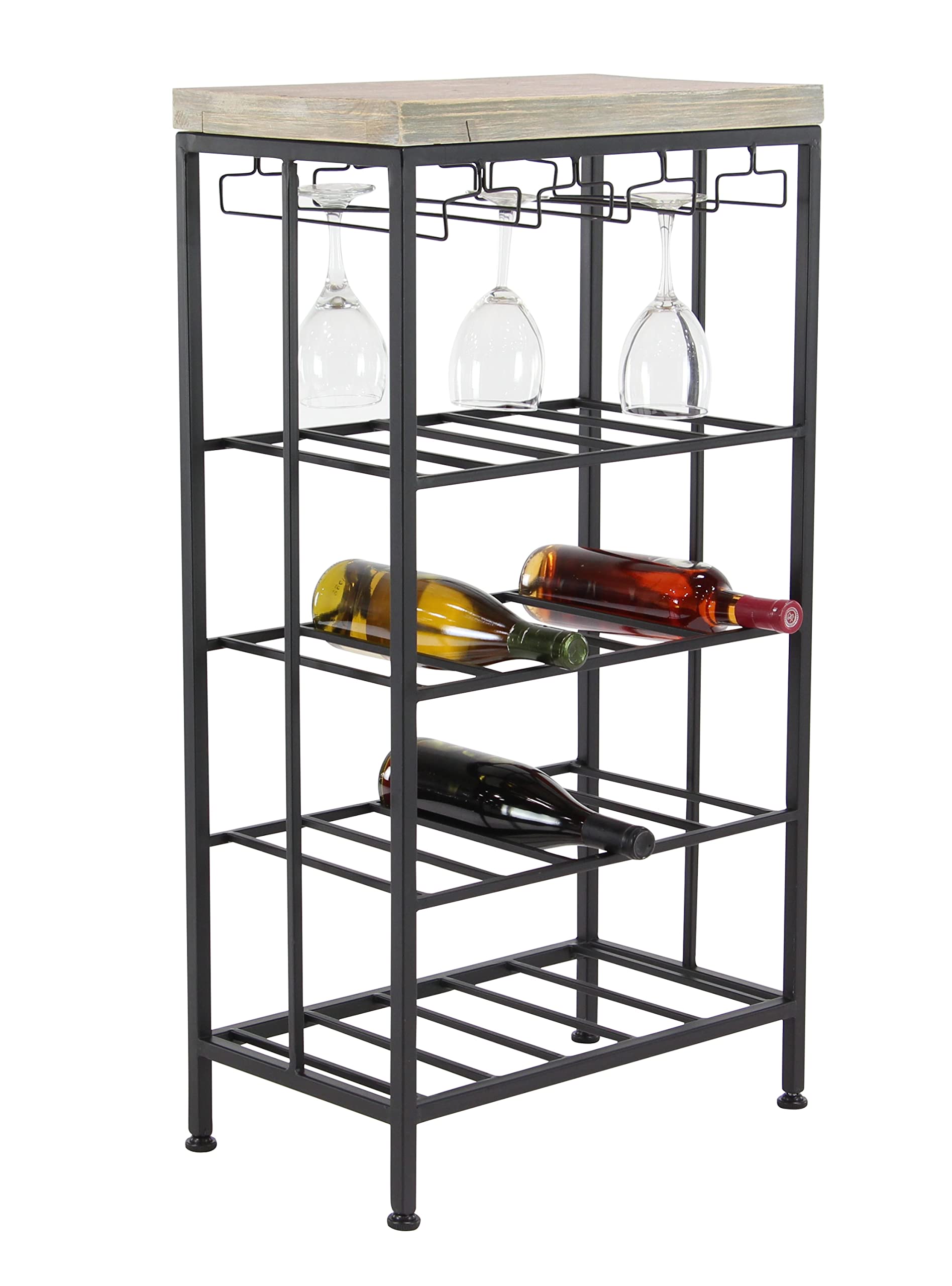 Deco 79 Contemporary Metal Rectangle Standing Wine Rack, 19" x 11" x 36", Black