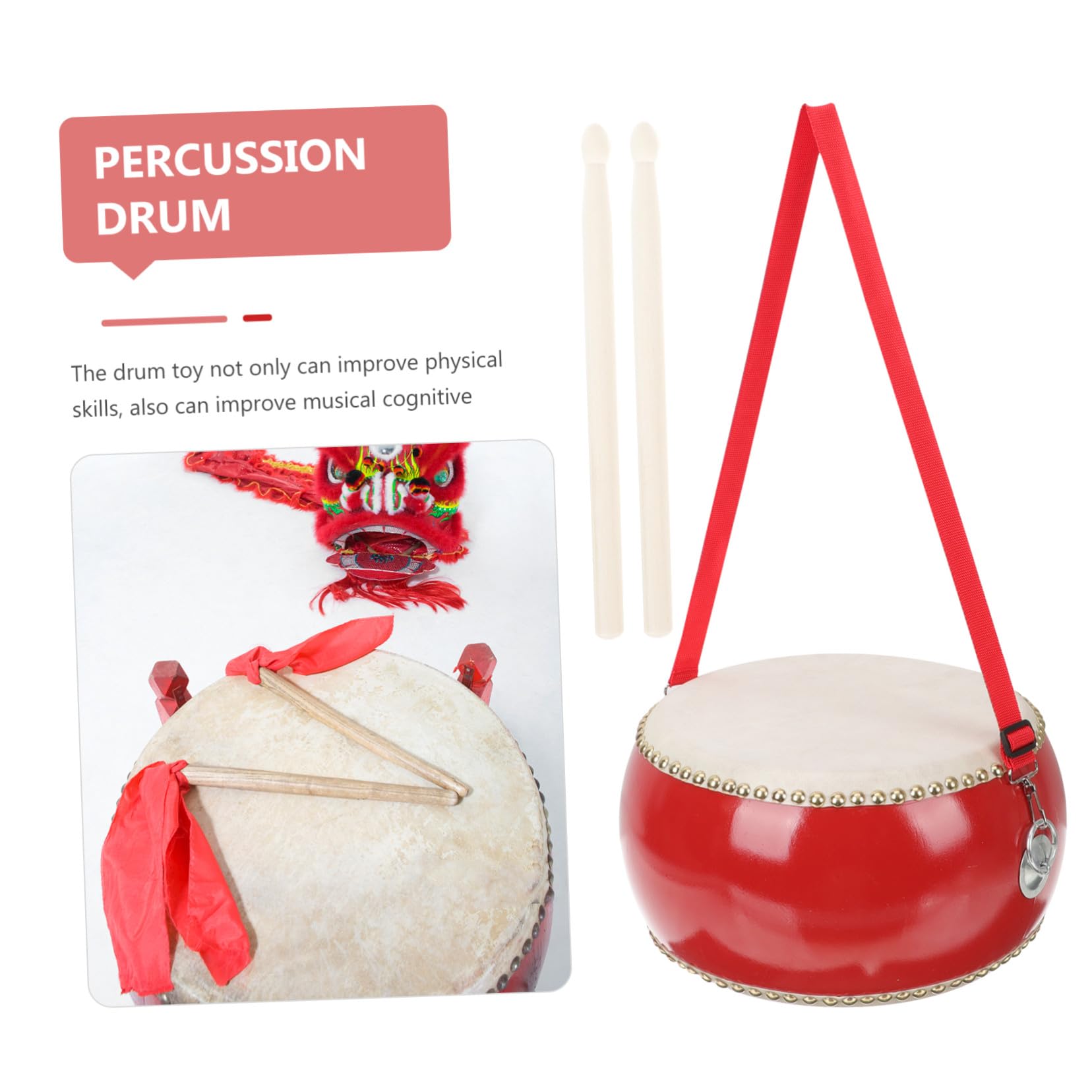 ERINGOGO Tamburo Per Ragazzo Ragazza Ragazza Mucca Strumento Percussione Educativo Giocattolo Con Bastone Per Ragazzo Design Sicuro e Resistente Per Esplorare La Musica in Famiglia