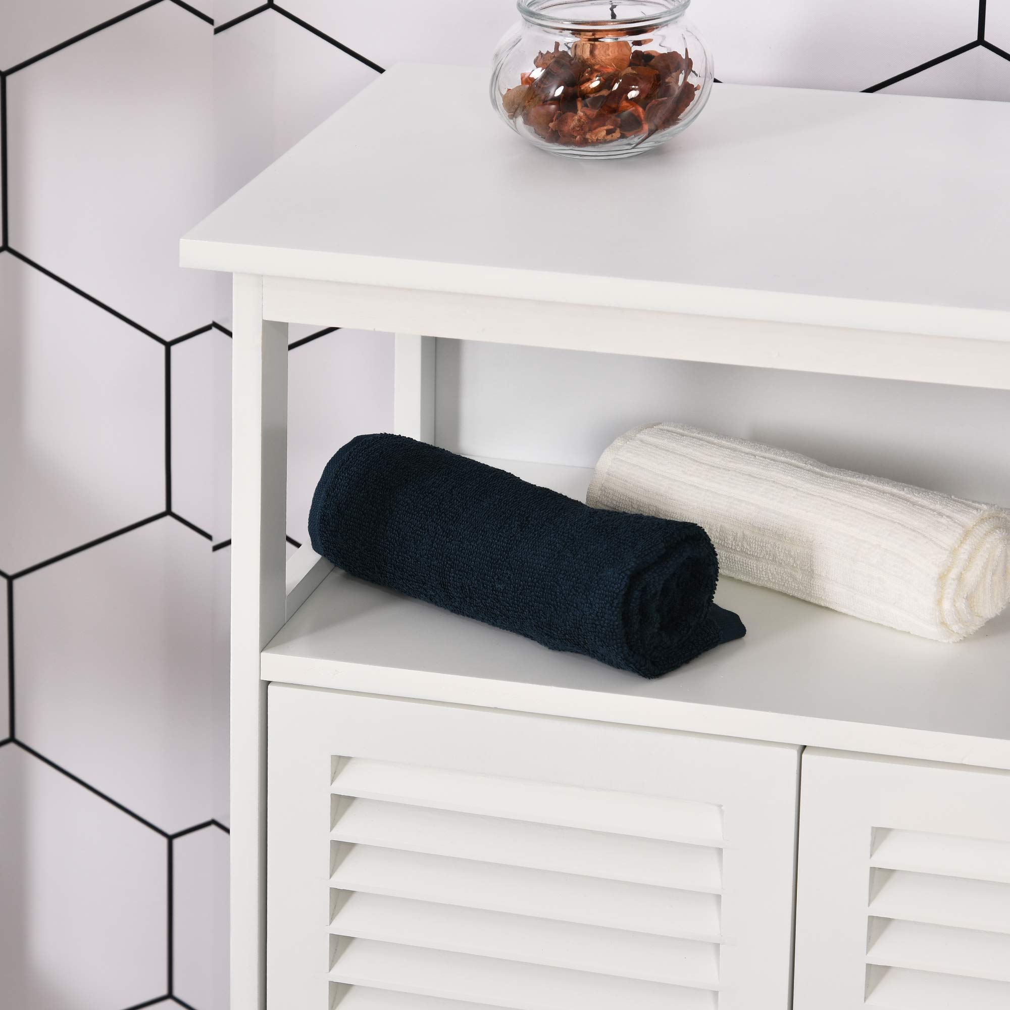 kleankin Mueble de Baño con 2 Puertas de Persianas 60x30x81,6 cm Blanco