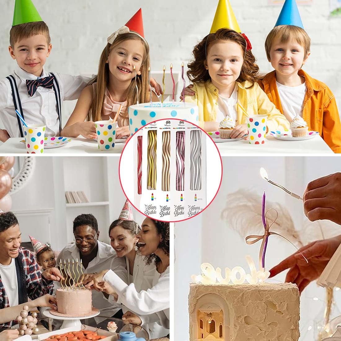 30 velas de cumpleaños, velas largas y delgadas en espiral para cumpleaños, velas finas y rizadas en espiral para pastel, para cumpleaños y bodas (multicolor)