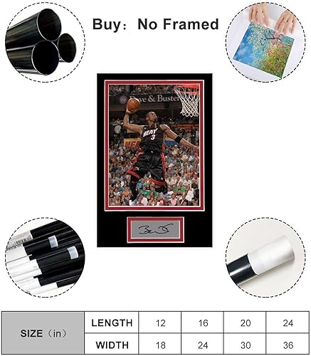 Miniatura 2 de Dwyane Wade - Póster de lienzo para paredes, impresiones artísticas firmadas, impresiones artísticas de baloncesto, sin marco, 12 x 18 pulgadas