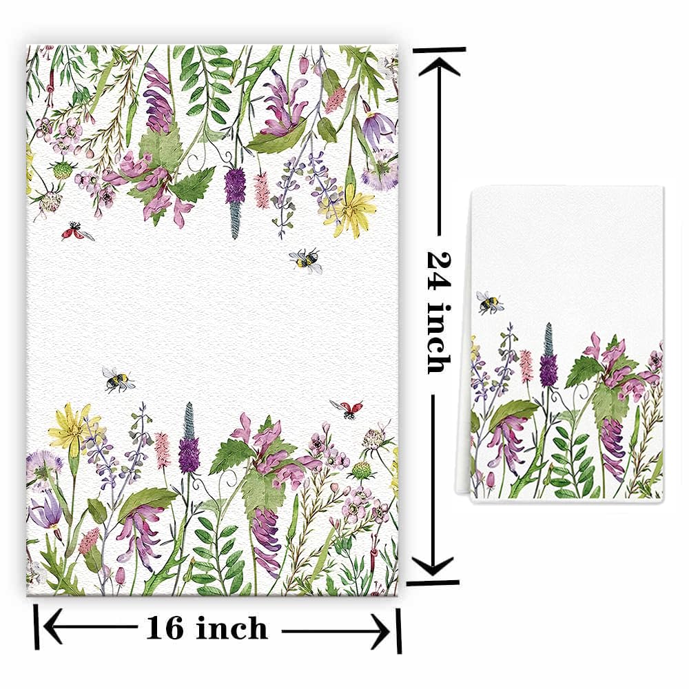 Set De 2 Torchons Cuisine 40x60 Cm | Motifs Citron & Fleurs D'été | Absorbants Et Déco Printanière