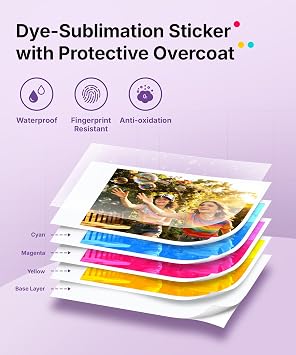 Liene Pearl N200 Pro Refill Kit: 50 Sheets Self-Adhesive Photo Paper & 5 Ribbons for DMP130 Portable Photo Printer. Waterproof, Instant Stick. Ideal for Scrapbooking.