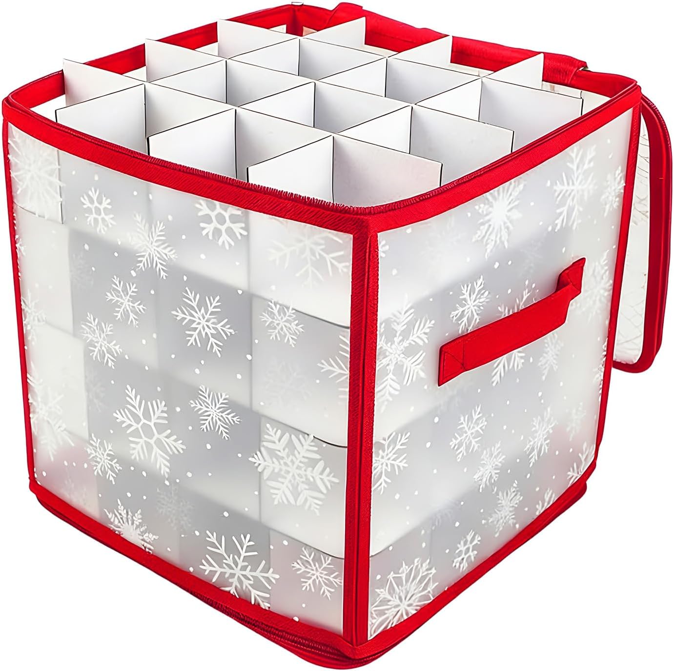 Christmas Ornament Storage Box - 36 Slot Large Foldable Dustproof Waterproof Container with Handle for Home, Dorm, Apartment, Cabinet, Under Bed, Shelf, Bedroom