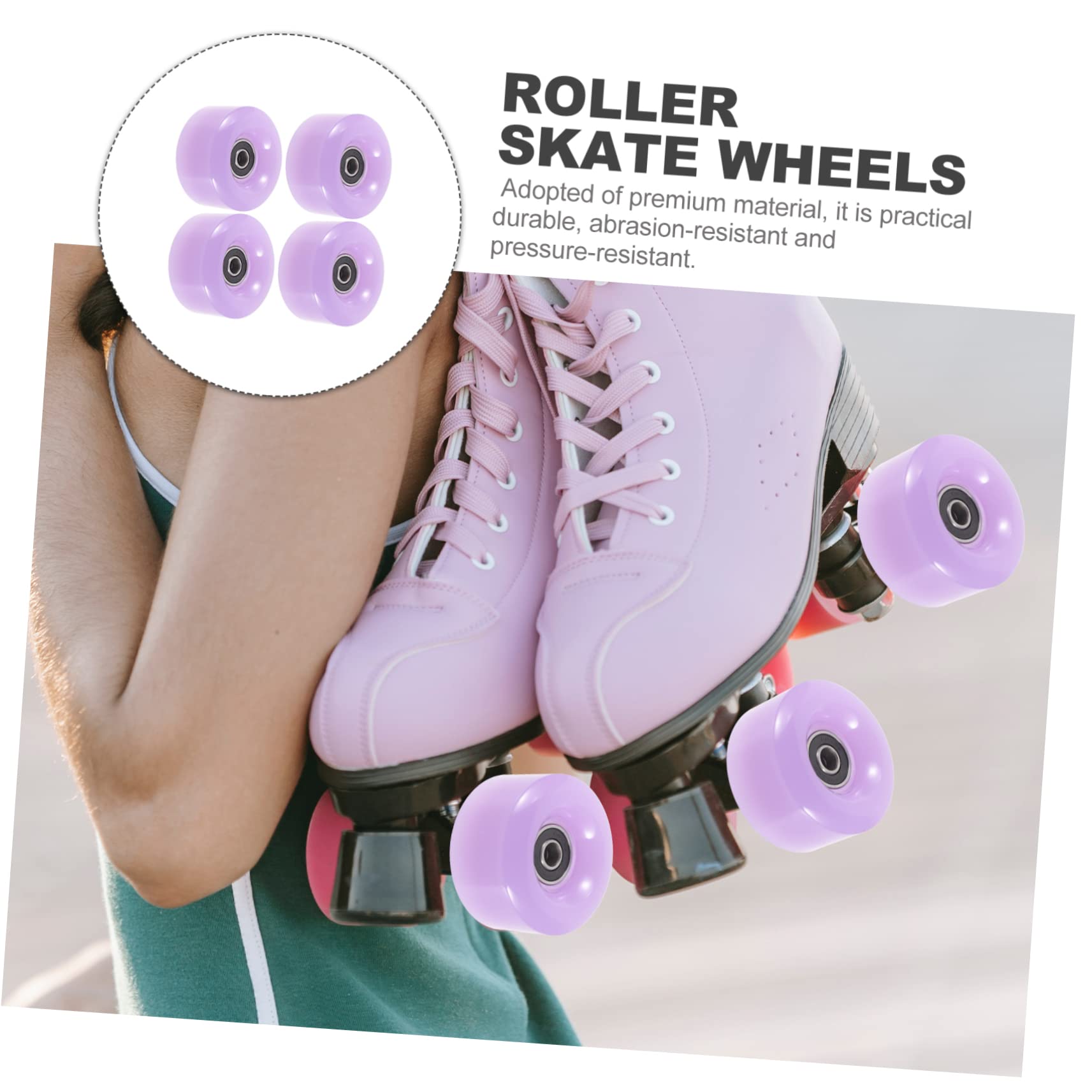HONMEET 4Pcs Outdoor Roller Skate Wheels Durable PU Replacement Wheels for Ice Skates High Elasticity for Recreational Artistic Skating Suitable for All Surfaces
