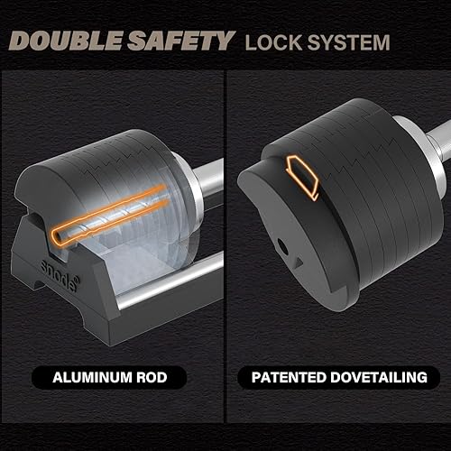 Miniatura 5 de SNODE AD80 Drop Proof 80 lbs Adjustable Dumbbell Set -Adjustable Weights with Cast Iron Plates and Cradle, Knurled Handle, Fast Adjust, Compact Home