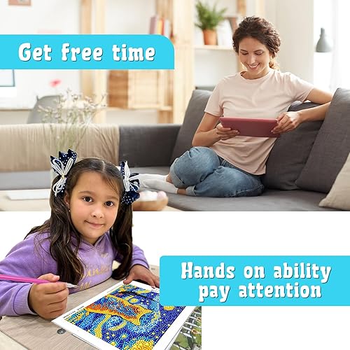 Vista 16 de Libfx Kits de arte de diamantes para niños, 4 piezas de arte de diamantes para niñas, niños, principiantes, artes y manualidades para niños de 8 a