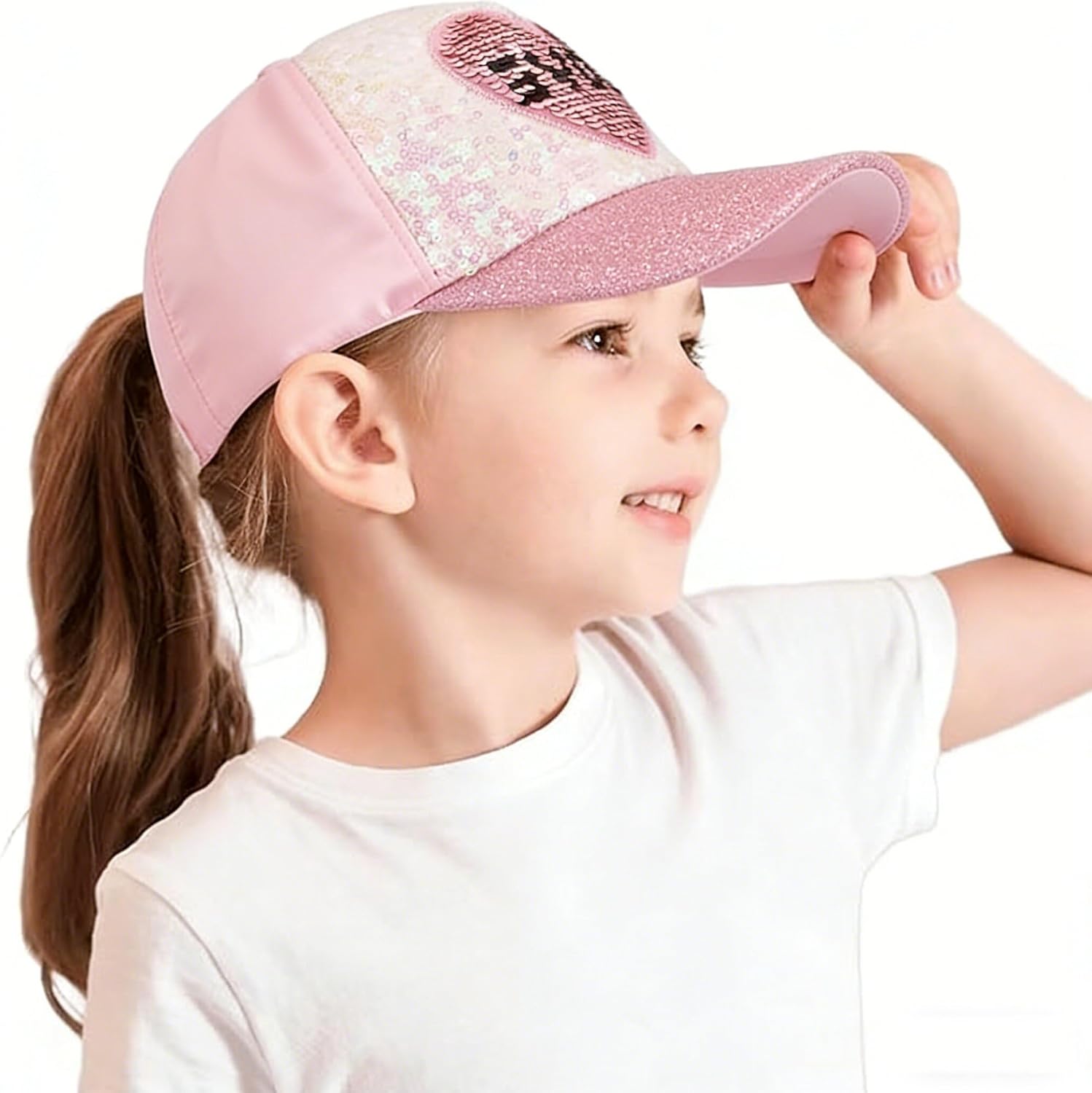 Little-Girls Reflective-Baseball-Cap Summer Outdoor Toddler Trucker-Hat Sport Sun Hat for 3-7 Y