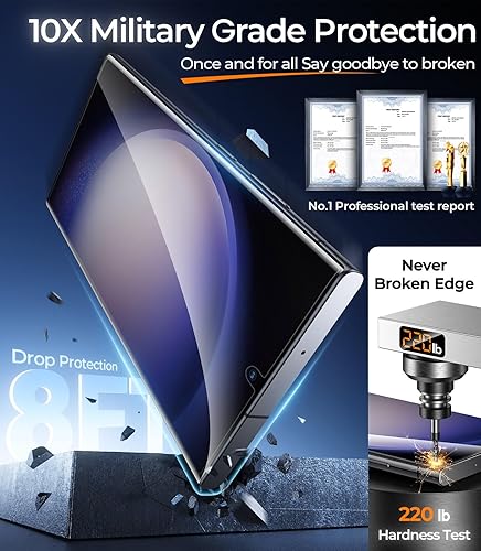 Miniatura 4 de MRGLAS Paquete de 2 + 2 protectores de pantalla de privacidad para Samsung Galaxy S23 Ultra de 6.8 pulgadas con protector de lente de cámara cabina