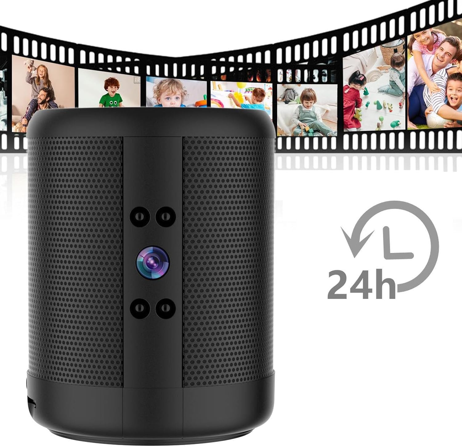 Vbestlife Stereo Speaker with Hidden WiFi Camera showing 24-hour recording