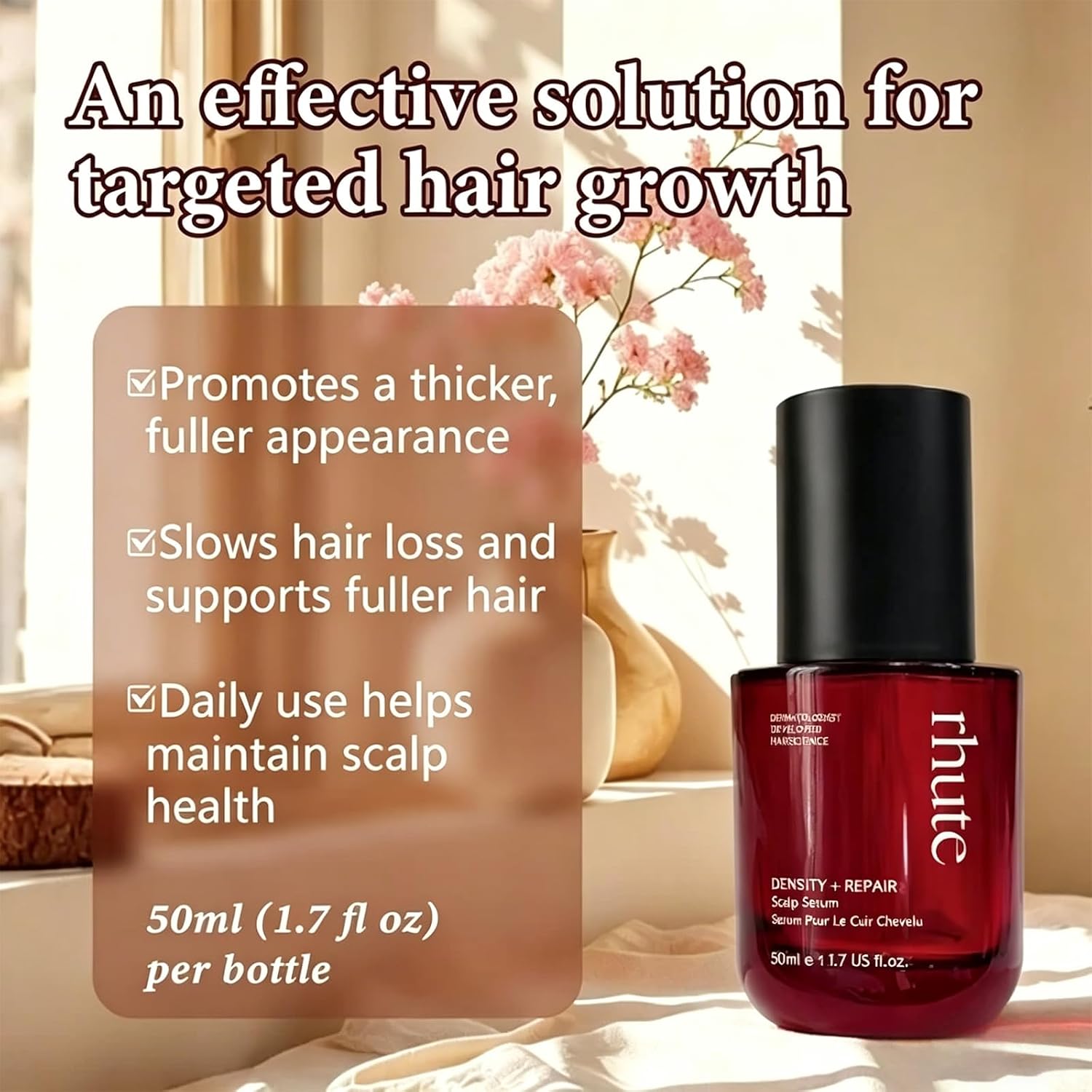 Rhute Hair Serum, Scalp Repairing Essence, Enhancing Hair Science Formula for Thicker, Stronger Scalp Care for All Hair Types, 50ml
